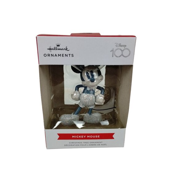 Hallmark Disney 100 Mickey Mouse Silver Sparkle Glitter Christmas Ornaments - Picture 4 of 11